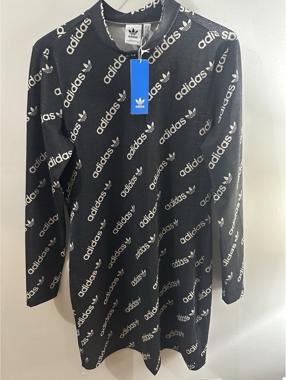 New With Tags Adidas Originals Logomania Repeat Monogram Long Sleeve Dress XL 10